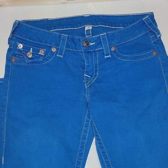 True Religion Skinny Jeans with Flaps Back Pockets Blue Size 28 - Picture 5 of 10